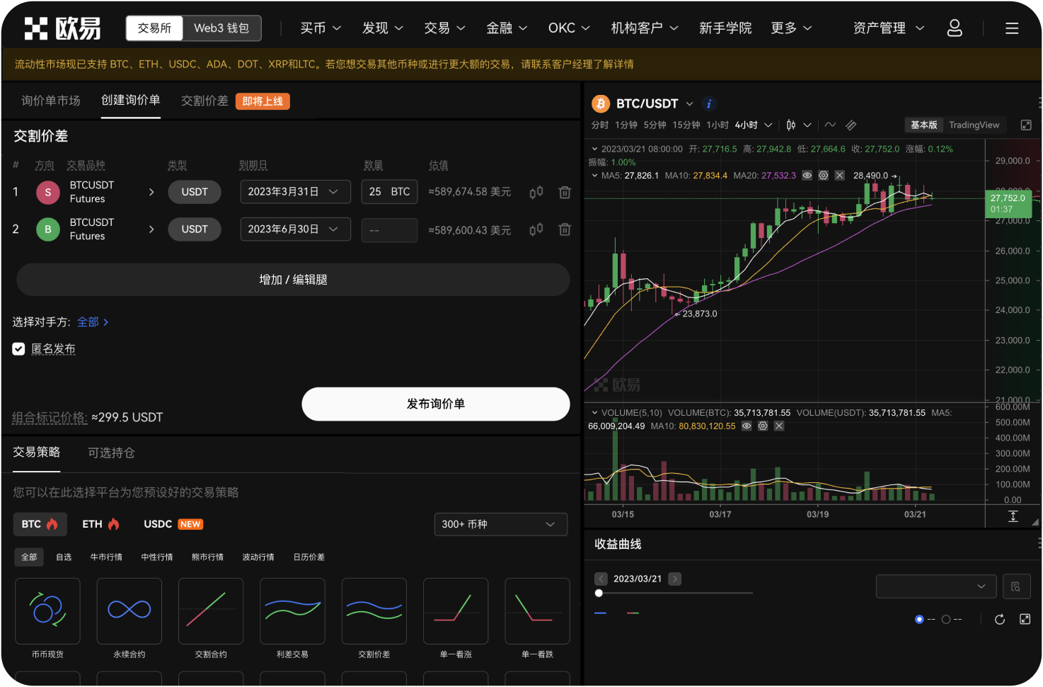 世链OK交易所的“K线图表”工具有哪些